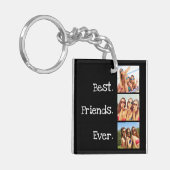 Beste vrienden ooit Citaat 3 Foto Collage Black  Sleutelhanger (Voorkant Links)