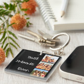 Beste vrienden ooit Citaat 3 Foto Collage Black  Sleutelhanger (Voorkant Rechts)
