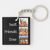 Beste vrienden ooit Citaat 3 Foto Collage Black  Sleutelhanger (Achterkant)