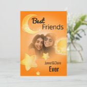 Beste vrienden ooit foto maanzon feestdagenkaart (Staand voorkant)