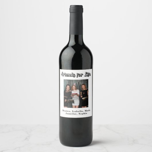 Beste vrienden partij witte foto namen wijn etiket (Voorkant)