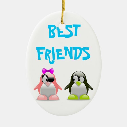 "BESTE VRIENDEN" PENGUINES KERAMISCH ORNAMENT (Voorkant)
