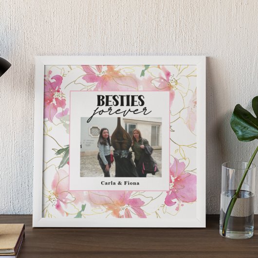 Beste vrienden PHOTO Gift Pink Poster