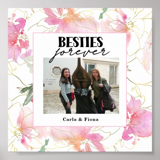 Beste vrienden PHOTO Gift Pink Poster (Voorkant)