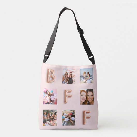Beste Vrienden roos gouden blos foto collage Crossbody Tas (Achterkant)