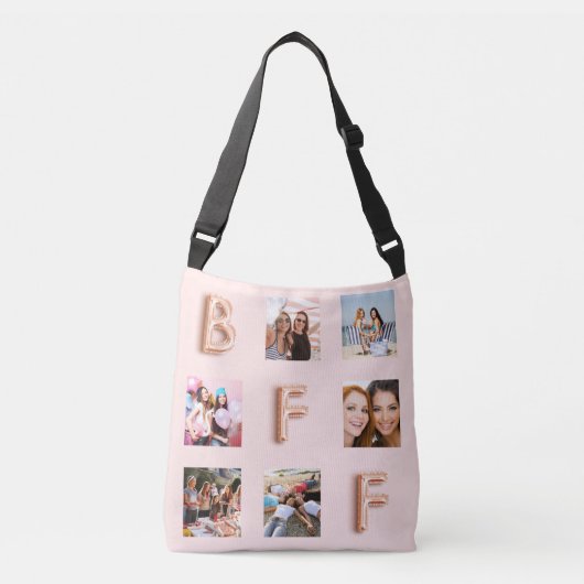 Beste Vrienden roos gouden blos foto collage Crossbody Tas (Voorkant)