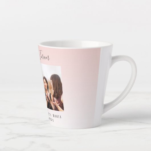 Beste vrienden roos gouden blush foto latte mok (Rechts)