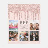 Beste vrienden roos gouden blush glitter foto naam fleece deken (Voorkant)