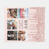 Beste vrienden roos gouden blush glitter foto naam fleece deken (Voorkant (Horizontaal))