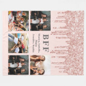 Beste vrienden roos gouden glitter blush foto coll fleece deken (Voorkant (Horizontaal))
