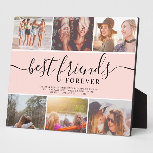 Beste vrienden roze coole script 6 foto collage gr fotoplaat (Zijkant)