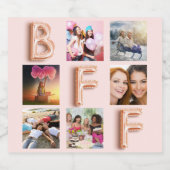 Beste vrienden roze gouden blush roze fotocollage sparkling wijnetiket (Enkel label)