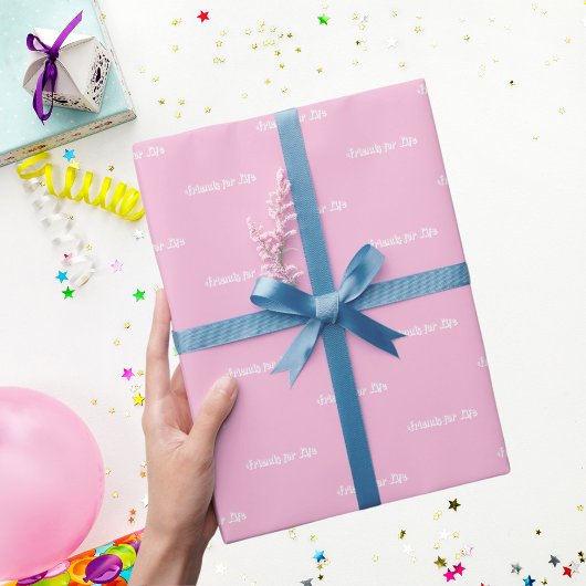 Beste vrienden roze pastel wit script cadeaupapier