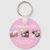 Beste vrienden roze pastel wit script foto's sleutelhanger (Voorkant)
