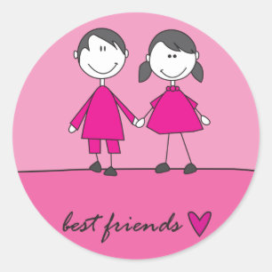 Beste vrienden roze sticker