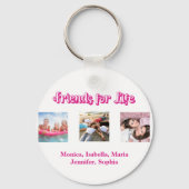 Beste vrienden roze wit script foto's namen sleutelhanger (Achterkant)