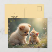 Beste vrienden - schattige puppy en kitten in het briefkaart (Voorkant / Achterkant)