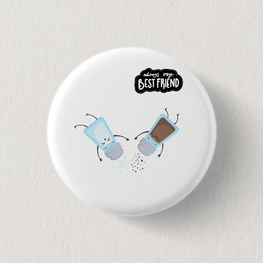 Beste Vrienden Schattige Zout en Peper Ronde Button 3,2 Cm (Voorkant)