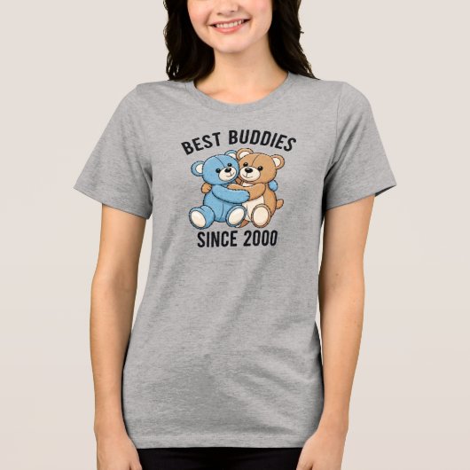 Beste vrienden sinds 2000 Teddyberen Tri-Blend Shirt (Voorkant)