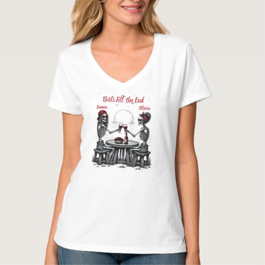 Beste Vrienden Skelet Koppel T-shirt (Voorkant)