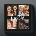 Beste vrienden Square 4 Foto's collage besties zwa Fotoplaat<br><div class="desc">Een geweldig cadeau om je vriendschap te vieren! Een zwarte fotoplak met uw favoriete 4 foto's,  gepersonaliseerd met uw namen.</div>