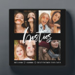 Beste vrienden Square 4 Foto's collage besties zwa Fotoplaat<br><div class="desc">Een geweldig cadeau om je vriendschap te vieren! Een zwarte fotoplak met uw favoriete 4 foto's,  gepersonaliseerd met uw namen.</div>