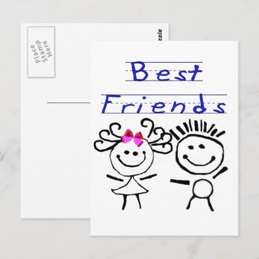 Beste vrienden-sticker briefkaart (Voorkant / Achterkant)