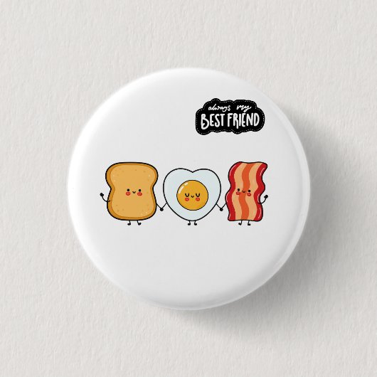 Beste Vrienden Trio- Bacon Eieren & Toast Ronde Button 3,2 Cm (Voorkant)