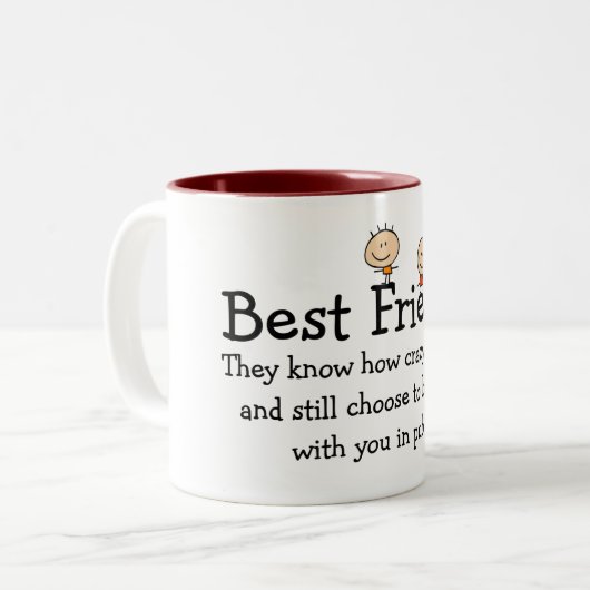 Beste vrienden tweekleurige koffiemok (Voorkant links)