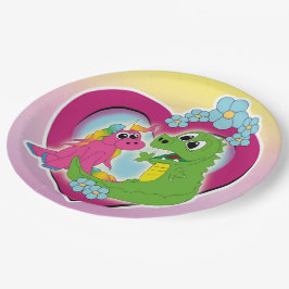 beste vrienden - unicorn en dragon papieren bordje
