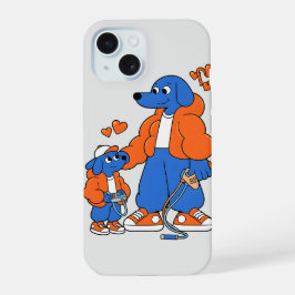 Beste vrienden : Vader en zoon Blue Dog duo ( Oran iPhone 15 Case