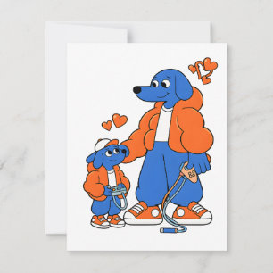 Beste vrienden : Vader en zoon Blue Dog duo ( Oran Notitiekaartje