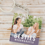 Beste vrienden van BFF Moderne Foto Sleutelhanger<br><div class="desc">Dit eenvoudige en moderne ontwerp bestaat uit sans serif typografie. Voeg douanefoto van u en uw beste vriend toe.</div>