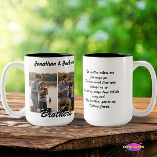 Beste vrienden van broers met foto's en gedicht tweekleurige koffiemok
