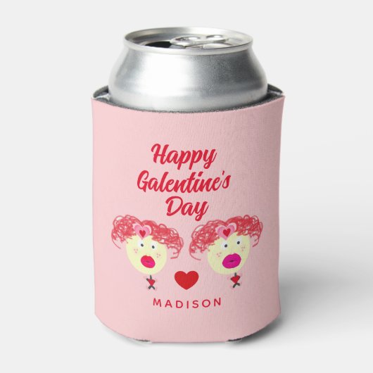 Beste vrienden van Cute Galentine's Day Persoonlij Blikjeskoeler (Blikje Voorkant)