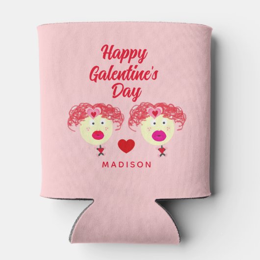 Beste vrienden van Cute Galentine's Day Persoonlij Blikjeskoeler (Achterkant)