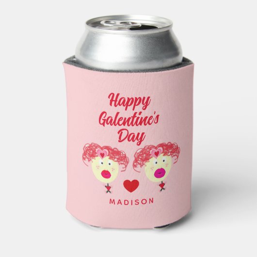 Beste vrienden van Cute Galentine's Day Persoonlij Blikjeskoeler (Blikje Achterkant)
