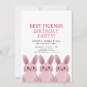 Beste vrienden verjaardagsfeestje met roze konijnt kaart (Voorkant)