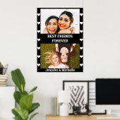 Beste vrienden voor 2 Aangepaste foto en naam zwar Poster (Thuiskantoor)