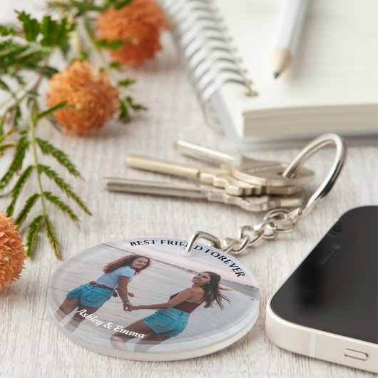 Beste Vrienden voor Aangepaste Foto en Naam Sleutelhanger (Voorkant Rechts)