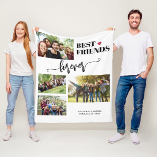 Beste vrienden voor altijd 4 foto's gepersonalisee fleece deken