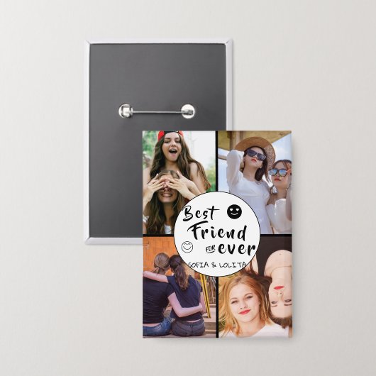 Beste vrienden voor altijd | Aangepaste 4-foto col Button (Voorkant / Achterkant)