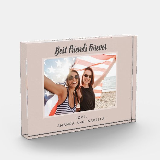 Beste vrienden voor altijd aangepaste foto beige (Links)