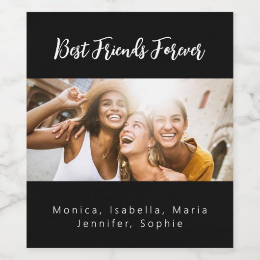 Beste vrienden voor altijd beste zwarte foto wijn etiket (Enkel label)