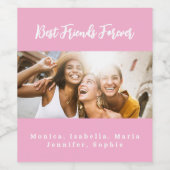 Beste vrienden voor altijd besties roze foto wijn etiket (Enkel label)