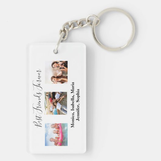 Beste vrienden voor altijd BFF-aangepaste fotoname Sleutelhanger (achterkant)