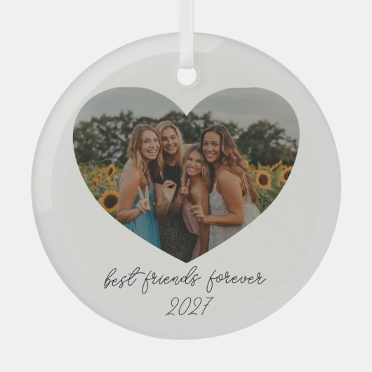 Beste vrienden voor altijd BFF Custom Heart Photo Glas Ornament (Voorkant)