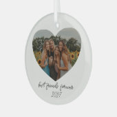 Beste vrienden voor altijd BFF Custom Heart Photo Glas Ornament (Voorkant links)