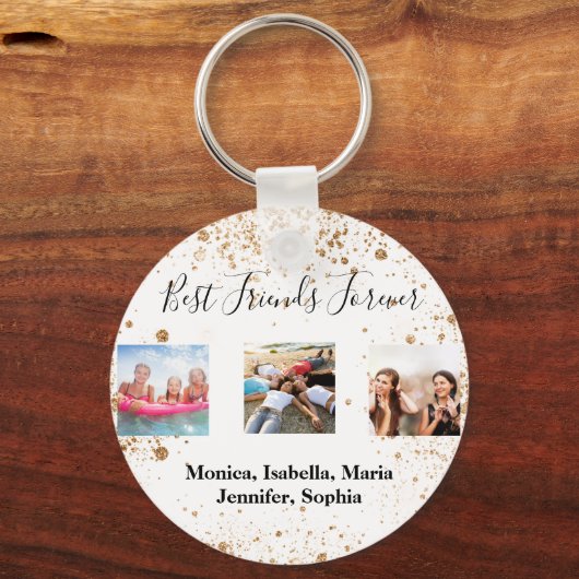 Beste vrienden voor altijd BFF foto witte glitter Sleutelhanger (Achterkant)