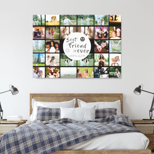 Beste vrienden voor altijd Custom 28-Photo Collage Canvas Afdruk (Insitu (Slaapkamer))
